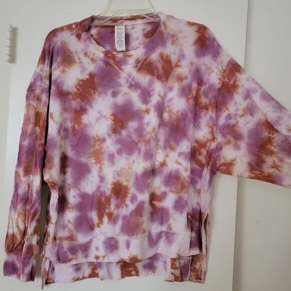 JoyLab Orange and Pink Tie Dye Tunic Lightweight Sweatshirt - Size Small 🍑✨ 🌸 - Picture 2 of 6